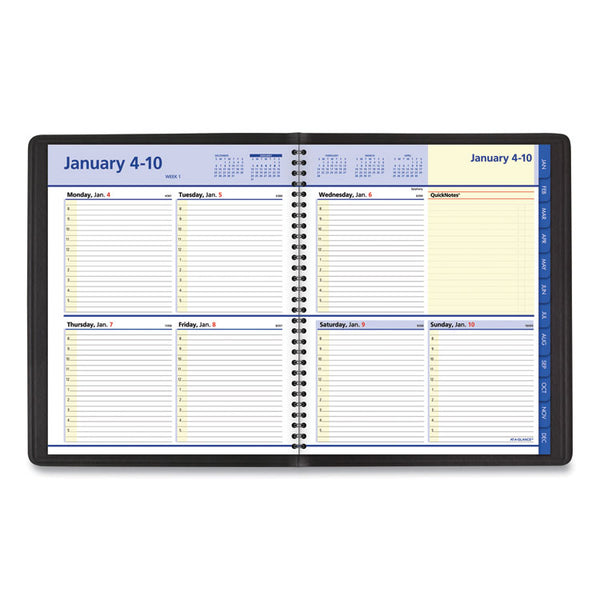 AT-A-GLANCE® QuickNotes Weekly Block Format Appointment Book, 10 x 8, Black Cover, 12-Month (Jan to Dec): 2024 (AAG760105)