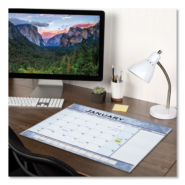 AT-A-GLANCE® Slate Blue Desk Pad, 22 x 17, Blue Sheets, Clear Corners, 12-Month (Jan to Dec): 2024 (AAG89701)