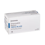 McKesson Personal Razor with Lubricating Strip Single Edge Triple Blade NonSterile Disposable (628717_BX) 10/BX