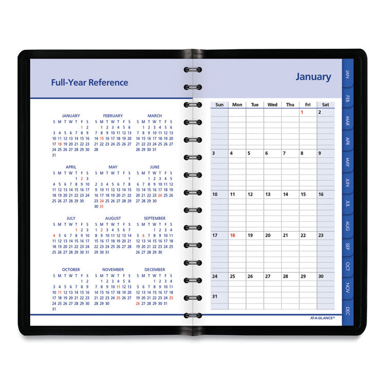 AT-A-GLANCE® QuickNotes Daily/Monthly Appointment Book, 8.5 x 5.5, Black Cover, 12-Month (Jan to Dec): 2023 (AAG760405)