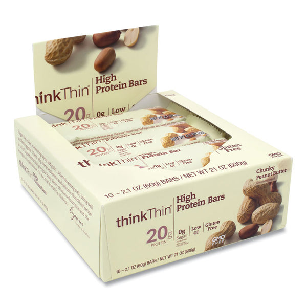 thinkThin® High Protein Bars, Chunky Peanut Butter, 2.1 oz Bar, 10 Bars/Carton, Ships in 1-3 Business Days (GRR20902477) Case of 10