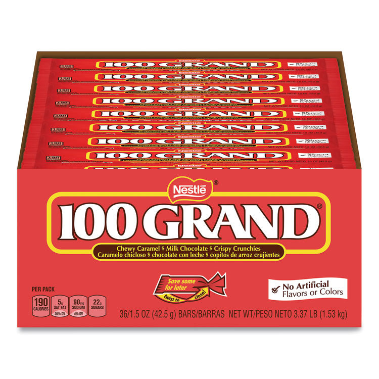 100 GRAND® Chocolate Candy Bars, Full Size, 1.5 oz, 36/Carton, Ships in 1-3 Business Days (GRR20900160) Case of 36