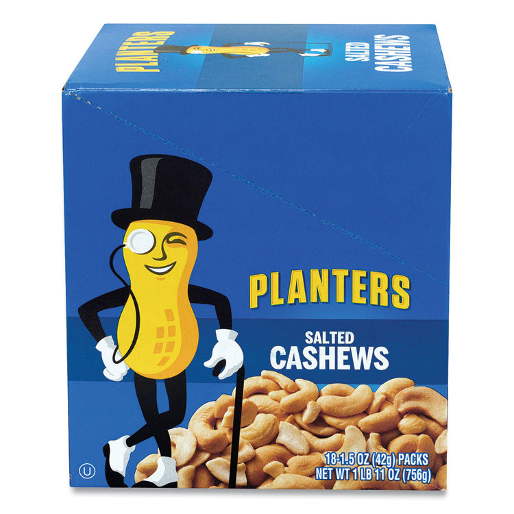 Planters® Salted Cashews, 1.5 oz Packs, 18 Packs/Box, Ships in 1-3 Business Days (GRR20900626)