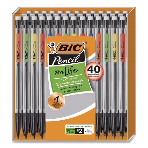 BIC Xtra Smooth Mechanical Pencil, 0.7 mm, HB  (#2), Black Lead, Clear Barrel, 40/Pack (BICMPP40MJBLK) Pack of 40