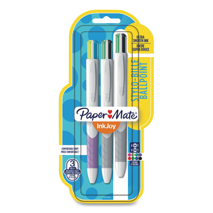 Paper Mate® InkJoy Quatro Multi-Function Ballpoint Pen, Retractable, Medium 1mm, Assorted Business/Fashion Ink and Barrel Colors, 3/Pack (PAP1832419PK)