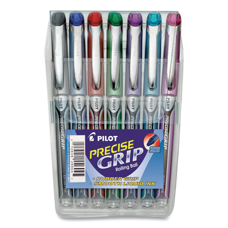 Pilot® Precise Grip Roller Ball Pen, Stick, Extra-Fine 0.5 mm, Assorted Ink and Barrel Colors, 7/Pack (PIL28864) Pack of 7