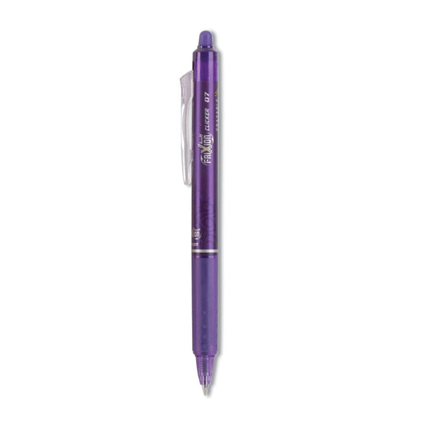 Pilot® FriXion Clicker Erasable Gel Pen, Retractable, Fine 0.7 mm, Purple Ink, Purple Barrel, Dozen (PIL31455)