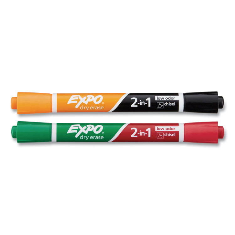EXPO® 2-in-1 Dry Erase Markers, Medium Chisel Tip, Assorted Colors, 2/Pack (SAN1944654) Pack of 2