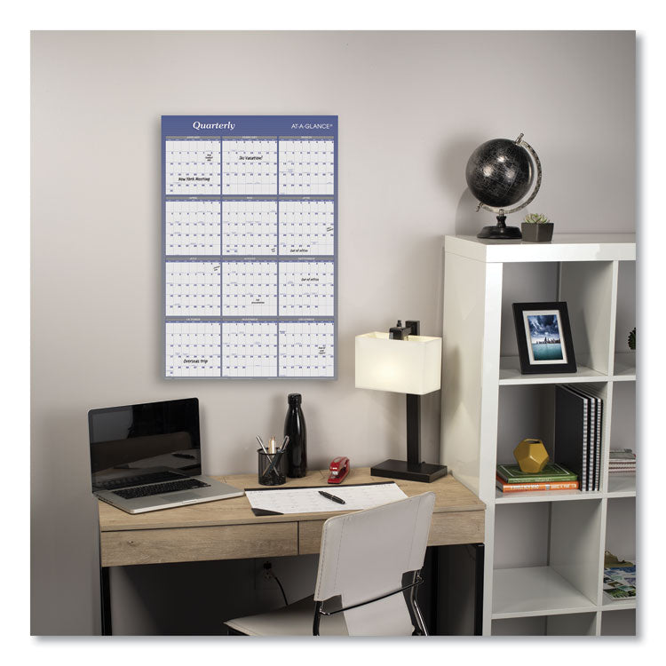 AT-A-GLANCE® Vertical/Horizontal Erasable Quarterly/Monthly Wall Planner, 24 x 36, White/Blue Sheets, 12-Month (Jan to Dec): 2024 (AAGA1102)
