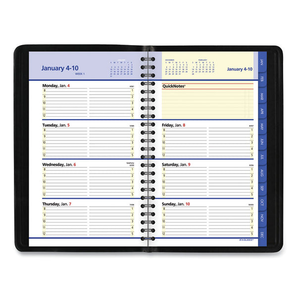 AT-A-GLANCE® QuickNotes Weekly Block Format Appointment Book, 8.5 x 5.5, Black Cover, 12-Month (Jan to Dec): 2024 (AAG760205)