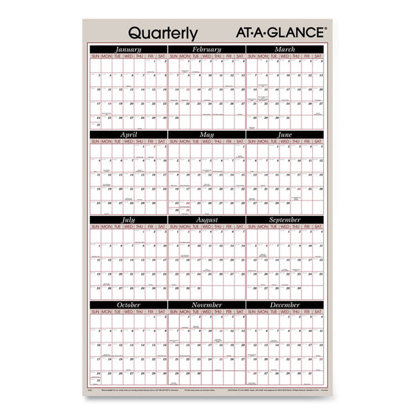 AT-A-GLANCE® Vertical/Horizontal Erasable Quarterly/Monthly Wall Planner, 24 x 36, White/Black/Red Sheets, 12-Month (Jan to Dec): 2023 (AAGA123)