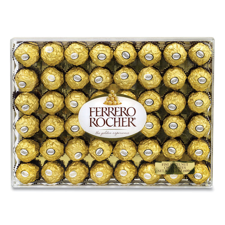 FERRERO ROCHER Hazelnut Chocolate Diamond Gift Box, 21.2 oz, 48 Pieces, Ships in 1-3 Business Days (GRR24100015) Case of 48