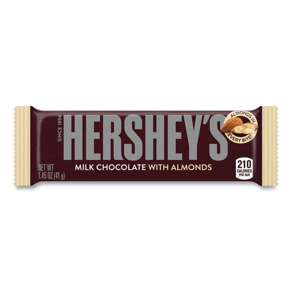 Hershey®'s Milk Chocolate with Almonds, 1.45 oz Bar, 36/Box, Ships in 1-3 Business Days (GRR24600043) Case of 36