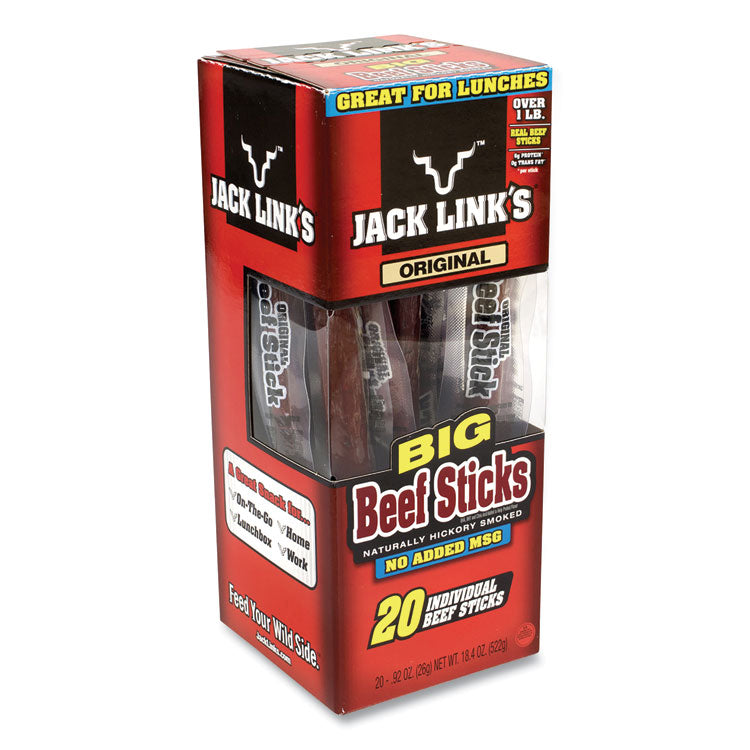 Jack Link’s Big Beef Sticks, 0.92 oz Sticks, 20 Sticks/Carton, Ships in 1-3 Business Days (GRR27800001) Each