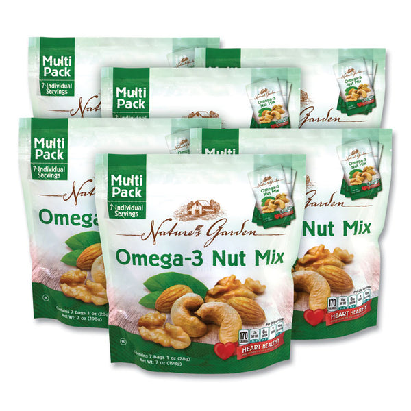 Nature's Garden Omega-3 Nut Mix, 1 oz Pouch, 7 Pouches/Pack, 6 Packs/Carton, Ships in 1-3 Business Days (GRR29400007) Each