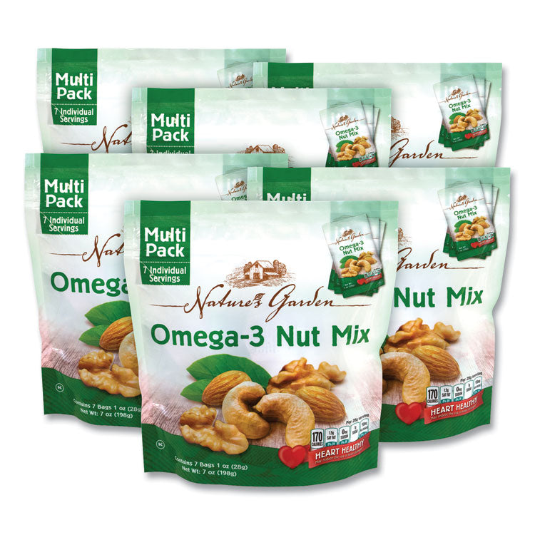 Nature's Garden Omega-3 Nut Mix, 1 oz Pouch, 7 Pouches/Pack, 6 Packs/Carton, Ships in 1-3 Business Days (GRR29400007)