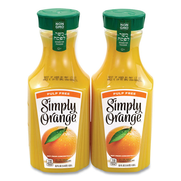 Simply Orange® Orange Juice Pulp Free, 52 oz Bottle, 2/Pack, Ships in 1-3 Business Days (GRR90200102)