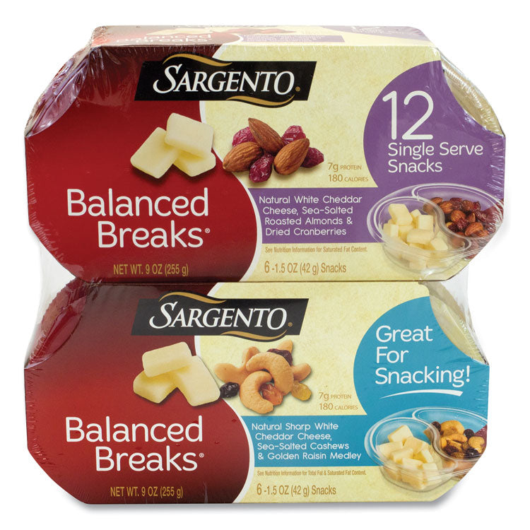 Sargento® Balanced Breaks, Two Assorted Flavor Packs, 1.5 oz Pack, 12 Packs/Carton, Ships in 1-3 Business Days (GRR90200006)