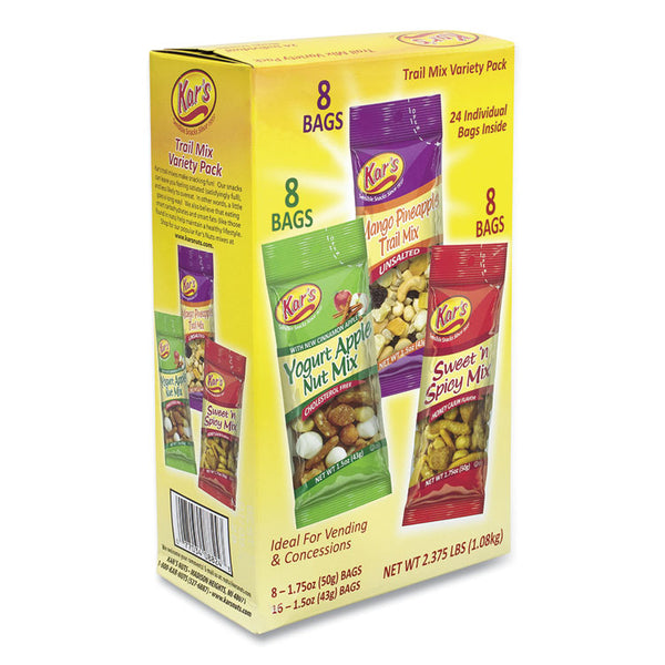 Kar's Trail Mix Variety Pack, Assorted Flavors, 24 Packets/Carton, Ships in 1-3 Business Days (GRR28800012)