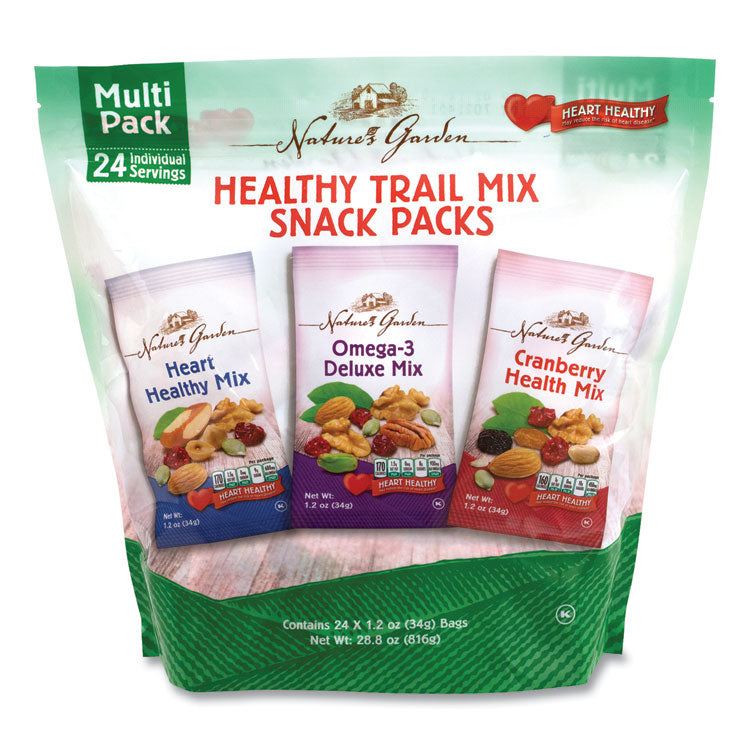 Nature's Garden Healthy Trail Mix Snack Packs, 1.2 oz Pouch, 24 Pouches/Carton, Ships in 1-3 Business Days (GRR29400003) Each