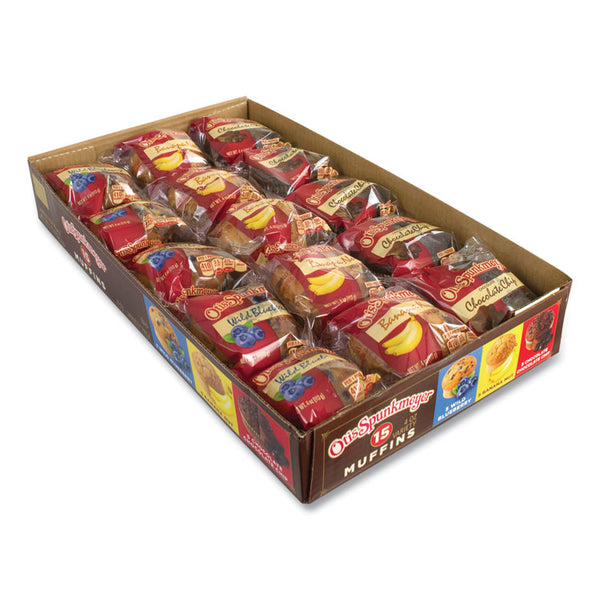 Otis Spunkmeyer® Muffins Variety Pack, Assorted Flavors, 4 oz Pack, 15 Packs/Carton, Ships in 1-3 Business Days (GRR90000067)
