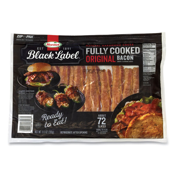 Hormel® Black Label® Fully Cooked Bacon, Original, 9.5 oz Package, Approximately 72 Slices/Carton, Ships in 1-3 Business Days (GRR90200109)