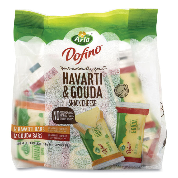 Havarti and Gouda Cheese Snack Bars, 0.75 oz Bars, 24 Bars/Carton, Ships in 1-3 Business Days Havarti and Gouda Cheese Snack Bars, 0.75 oz Bars, 24 Bars/Carton, Ships in 1-3 Business Days