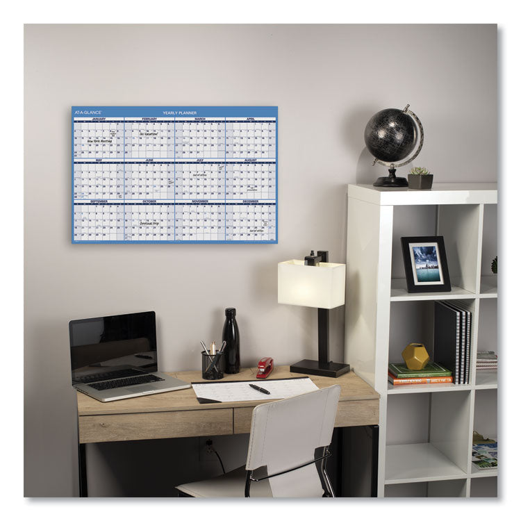 AT-A-GLANCE® Horizontal Reversible/Erasable Wall Planner, 48 x 32, White/Blue Sheets, 12-Month (Jan to Dec): 2024 (AAGPM30028)