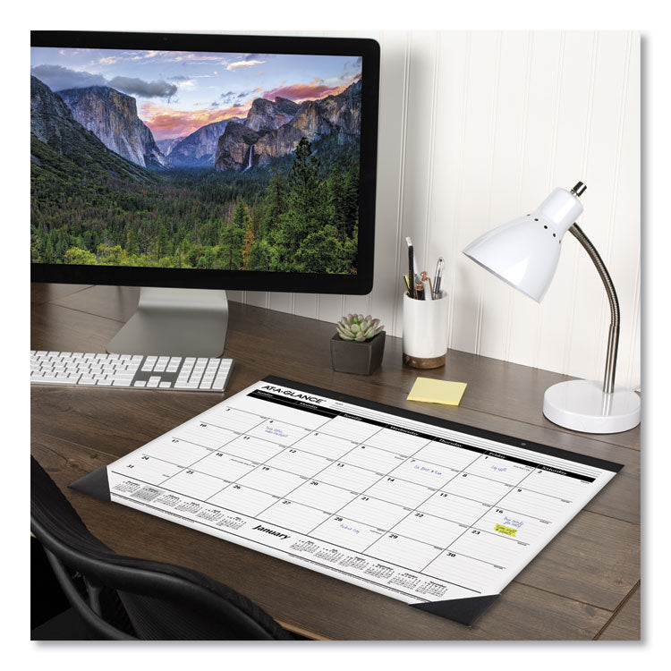 AT-A-GLANCE® Ruled Desk Pad, 22 x 17, White Sheets, Black Binding, Black Corners, 12-Month (Jan to Dec): 2024 (AAGSK2400)