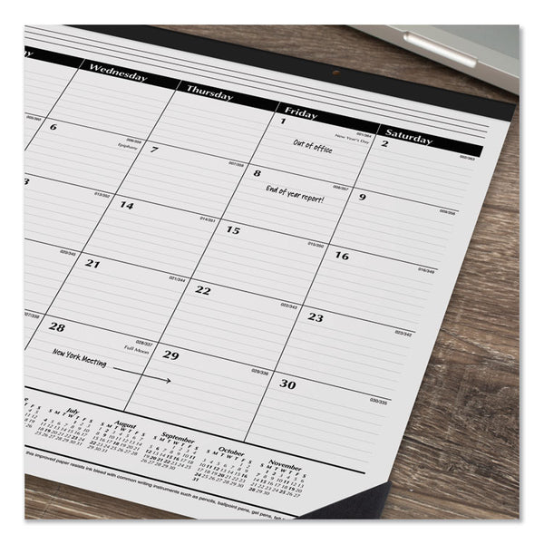 AT-A-GLANCE® Ruled Desk Pad, 24 x 19, White Sheets, Black Binding, Black Corners, 12-Month (Jan to Dec): 2024 (AAGSK3000)