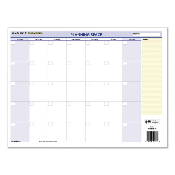 AT-A-GLANCE® QuickNotes Mini Erasable Wall Planner, 16 x 12, White/Blue/Yellow Sheets, 12-Month (Jan to Dec): 2024 (AAGPM550B28)