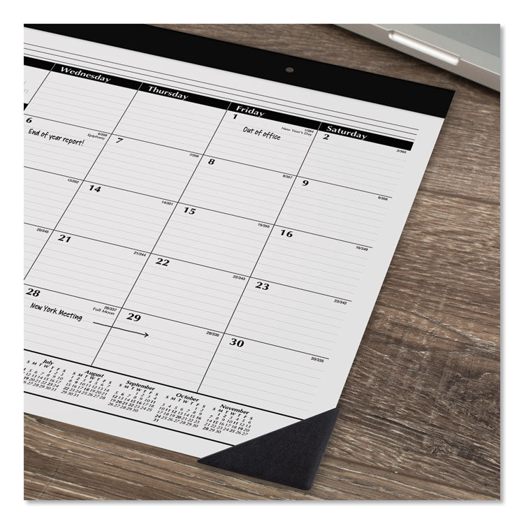 AT-A-GLANCE® Monthly Refillable Desk Pad, 22 x 17, White Sheets, Black Binding, Black Corners, 12-Month (Jan to Dec): 2024 (AAGSK2200)