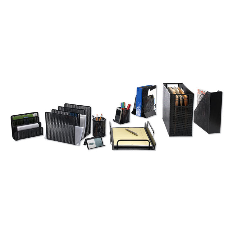 Artistic® Urban Collection Punched Metal Letter Sorter, 3 Sections, DL to A6 Size Files, 6.5" x 3.25" x 5.5", Black (AOPART20003) Each