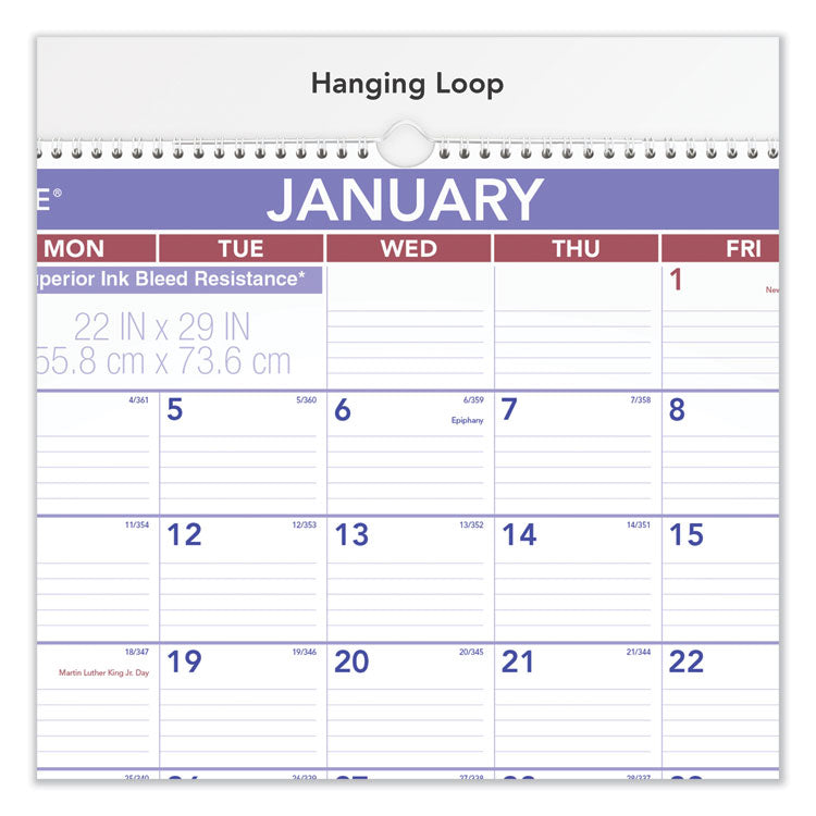 AT-A-GLANCE® Two-Month Wall Calendar, 22 x 29, White/Blue/Red Sheets, 12-Month (Jan to Dec): 2024 (AAGPM928)
