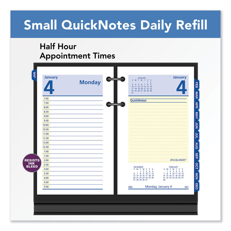 AT-A-GLANCE® QuickNotes Desk Calendar Refill, 3.5 x 6, White/Yellow/Blue Sheets, 12-Month (Jan to Dec): 2024 (AAGE51750)