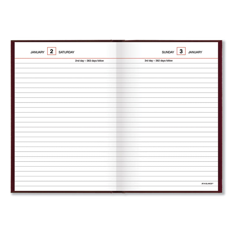 AT-A-GLANCE® Standard Diary Daily Reminder Book, 2024 Edition, Medium/College Rule, Red Cover, (201) 7.5 x 5.13 Sheets (AAGSD38713)
