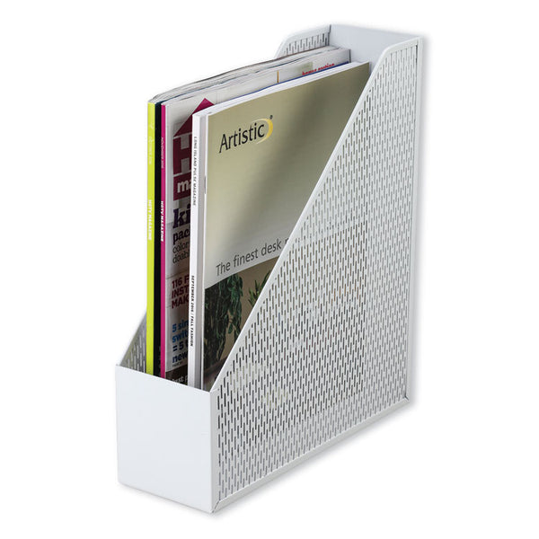 Artistic® Urban Collection Punched Metal Magazine File, 3.5 x 10 x 11.5, White (AOPART20004WH)