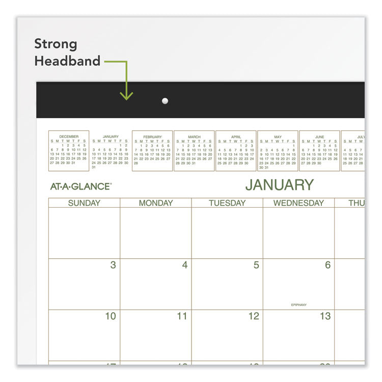 AT-A-GLANCE® Two-Color Desk Pad, 22 x 17, White Sheets, Black Binding, Clear Corners, 12-Month (Jan to Dec): 2024 (AAGGG250000)
