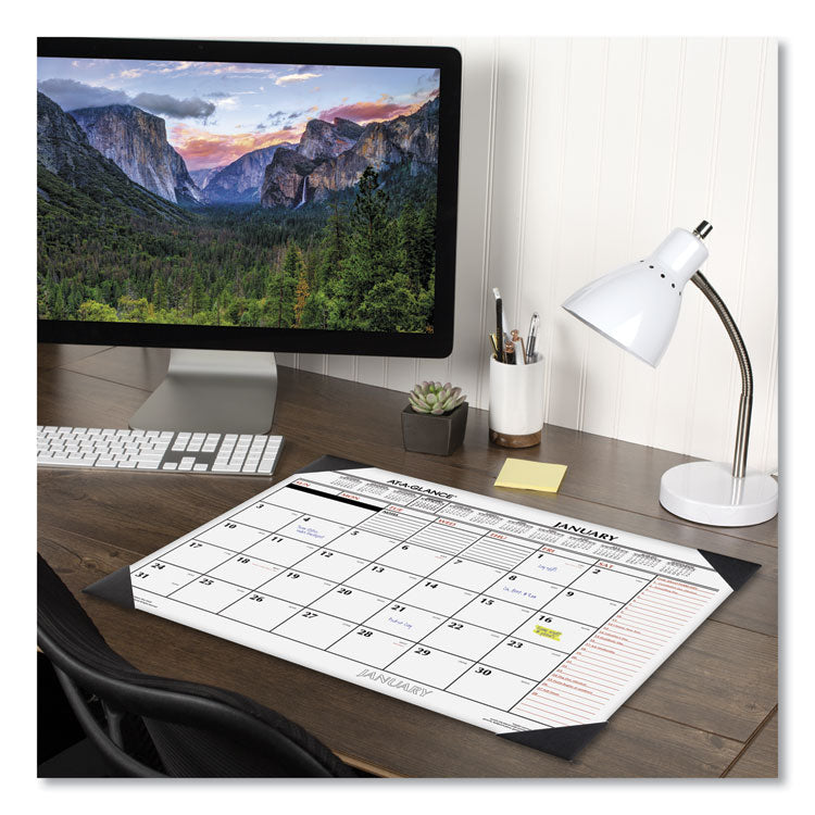 AT-A-GLANCE® Two-Color Monthly Desk Pad Calendar, 22 x 17, White Sheets, Black Corners, 12-Month (Jan to Dec): 2024 (AAGSK117000)