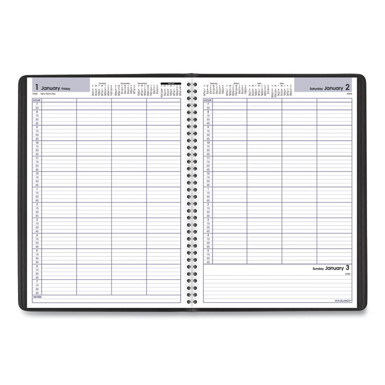AT-A-GLANCE® DayMinder Four-Person Group Daily Appointment Book, 11 x 8, Black Cover, 12-Month (Jan to Dec): 2024 (AAGG56000)
