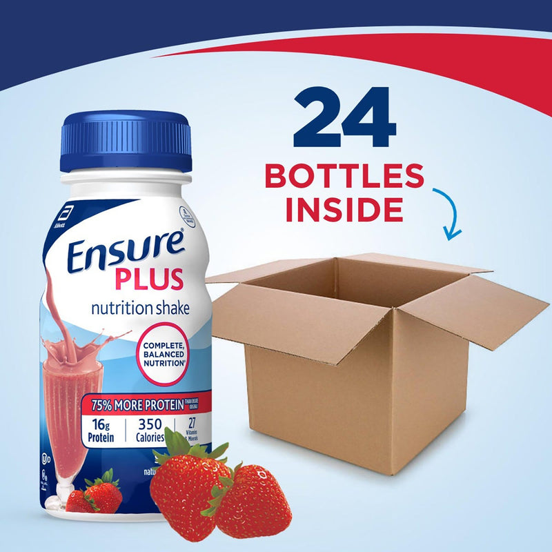 Ensure® Plus Nutrition Shake Oral Supplement Strawberry Flavor Liquid 8 oz. Bottle (649273_EA) 1/EA