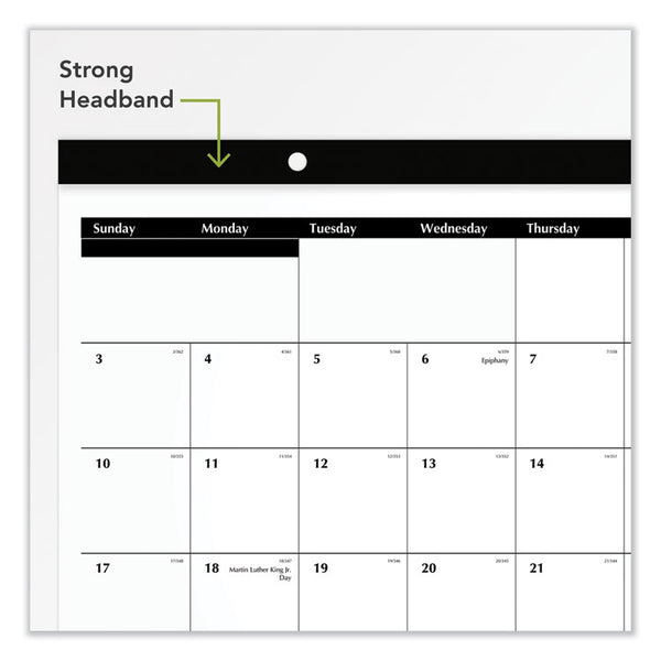 AT-A-GLANCE® Compact Desk Pad, 18 x 11, White Sheets, Black Binding, Clear Corners, 12-Month (Jan to Dec): 2024 (AAGSK1400)