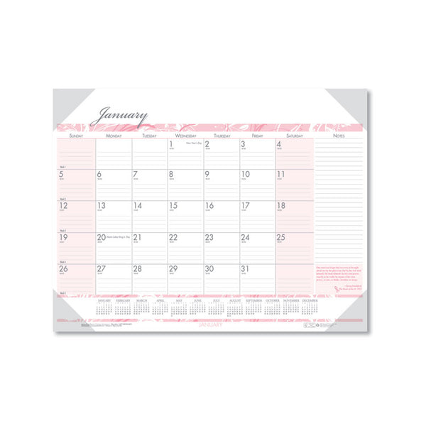 House of Doolittle™ Recycled Monthly Desk Pad Calendar, Breast Cancer Awareness Artwork, 22 x 17, Black Binding/Corners,12-Month (Jan-Dec): 2026 (HOD1467) Each