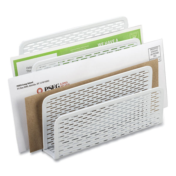 Artistic® Urban Collection Punched Metal Letter Sorter, 3 Sections, DL to A6 Size Files, 6.5" x 3.25" x 5.5", White (AOPART20003WH) Each