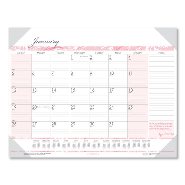 House of Doolittle™ Recycled Monthly Desk Pad Calendar, Breast Cancer Awareness Artwork, 18.5 x 13, Black Binding/Corners,12-Month(Jan-Dec): 2026 (HOD1466) Each