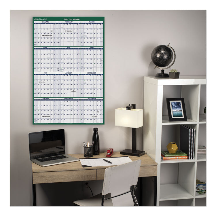 AT-A-GLANCE® Vertical Erasable Wall Planner, 32 x 48, White/Green Sheets, 12-Month (Jan to Dec): 2024 (AAGPM31028)