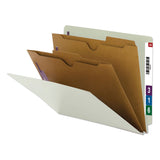Smead™ X-Heavy End Tab Pressboard Classification Folders, Six SafeSHIELD Fasteners, 2 Dividers, Letter Size, Gray-Green, 10/Box (SMD26710)