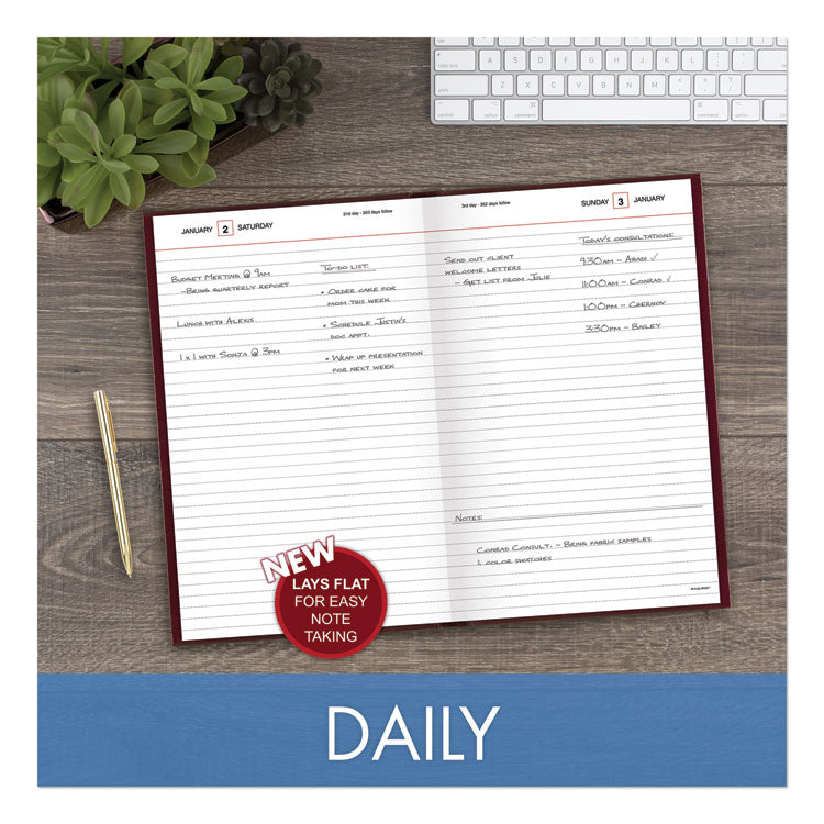 AT-A-GLANCE® Standard Diary Daily Diary, 2024 Edition, Wide/Legal Rule, Red Cover, (200) 12 x 7.75 Sheets (AAGSD37613)