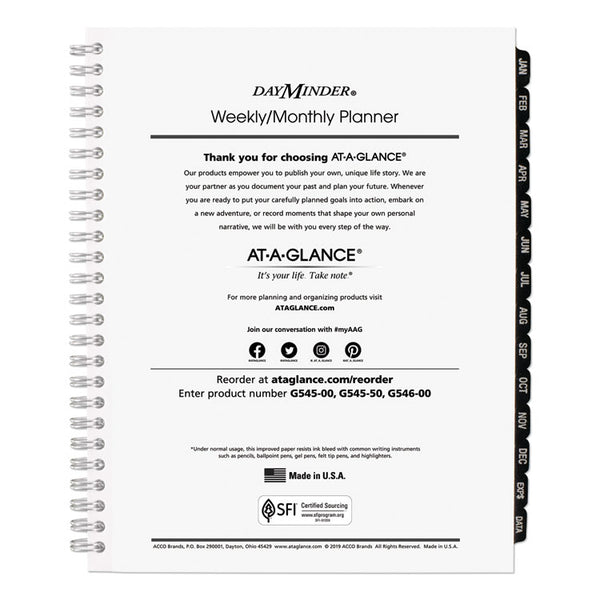 AT-A-GLANCE® DayMinder Executive Weekly/Monthly Refill, 8.75 x 7, White Sheets, 12-Month (Jan to Dec): 2024 (AAGG54550)