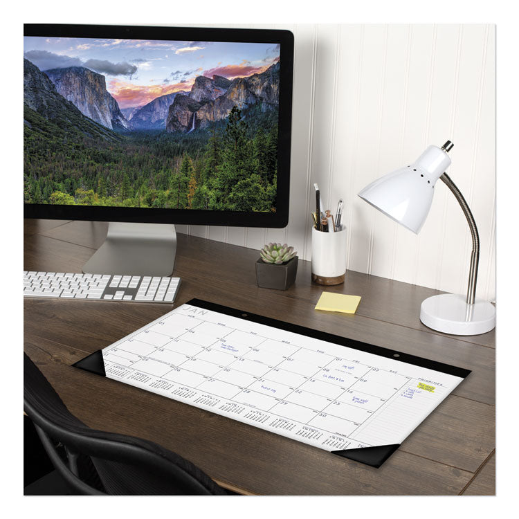 AT-A-GLANCE® Contemporary Monthly Desk Pad, 18 x 11, White Sheets, Black Binding/Corners,12-Month (Jan to Dec): 2024 (AAGSK14X00)